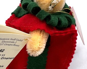 Steiff All Wrapped up 1999 Teddy Bear Gift Christmas Tree Ornament