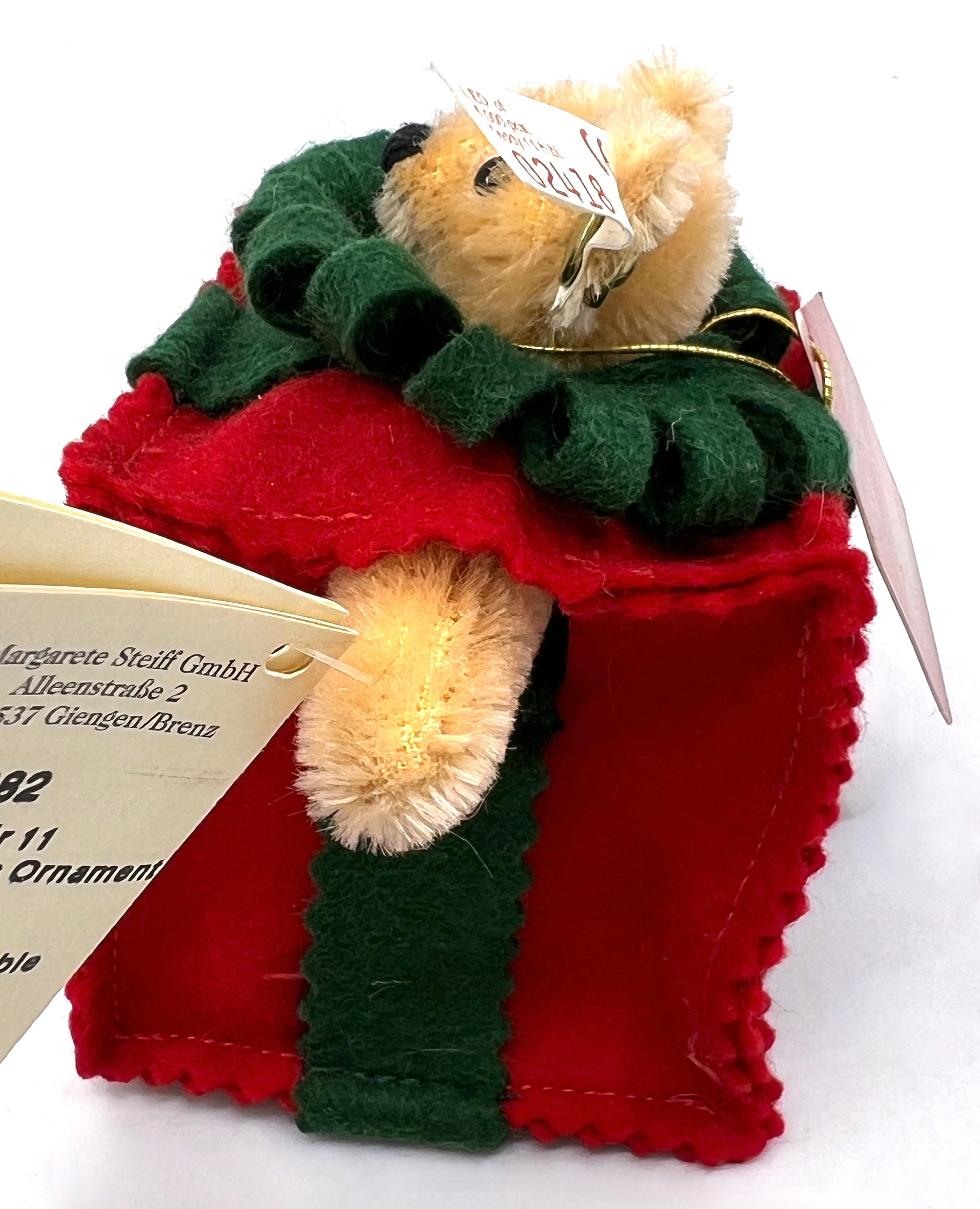 Steiff All Wrapped up 1999 Teddy Bear Gift Christmas Tree Ornament