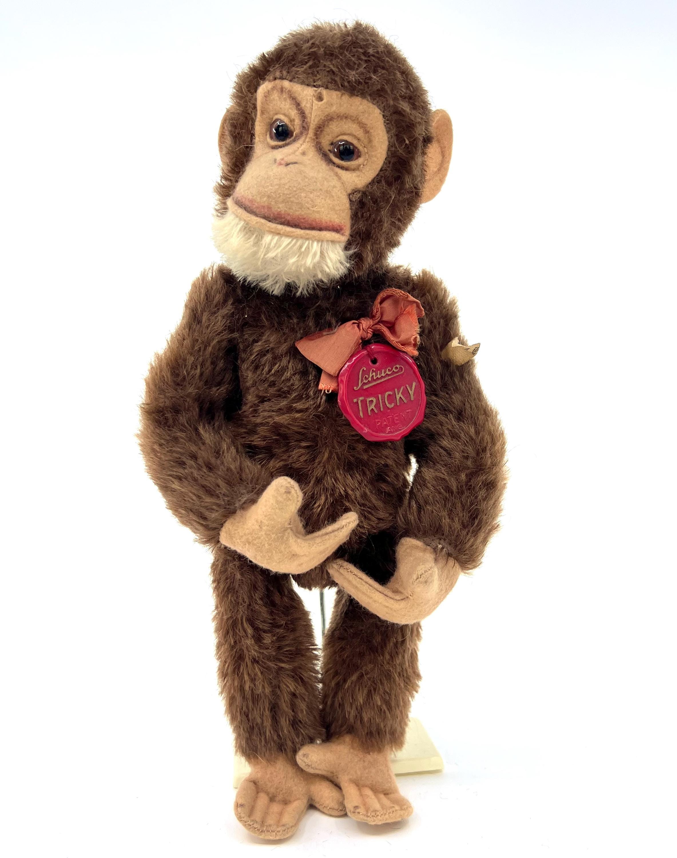 Schuco Tricky Monkey 1947 US Zone 26 Cm 10 Inches Mohair Plush Tag