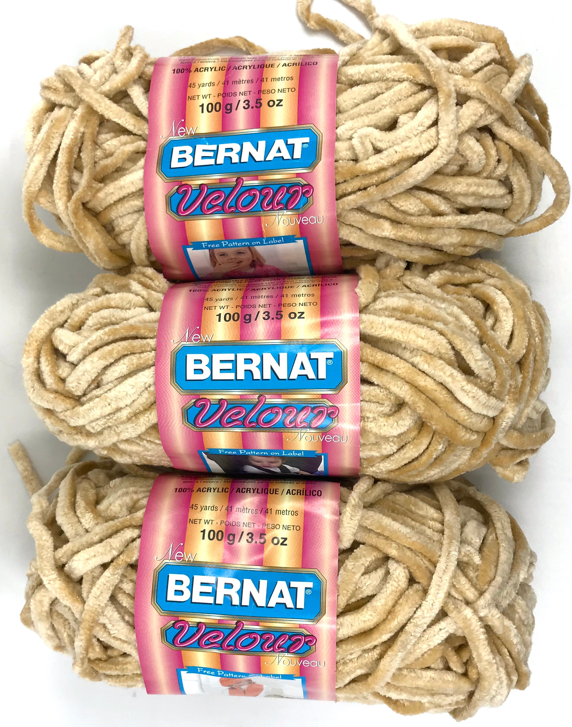 Discontinued Yarn Bernat Velour 3 Skeins Caramel 100gr 3.5oz Etsy