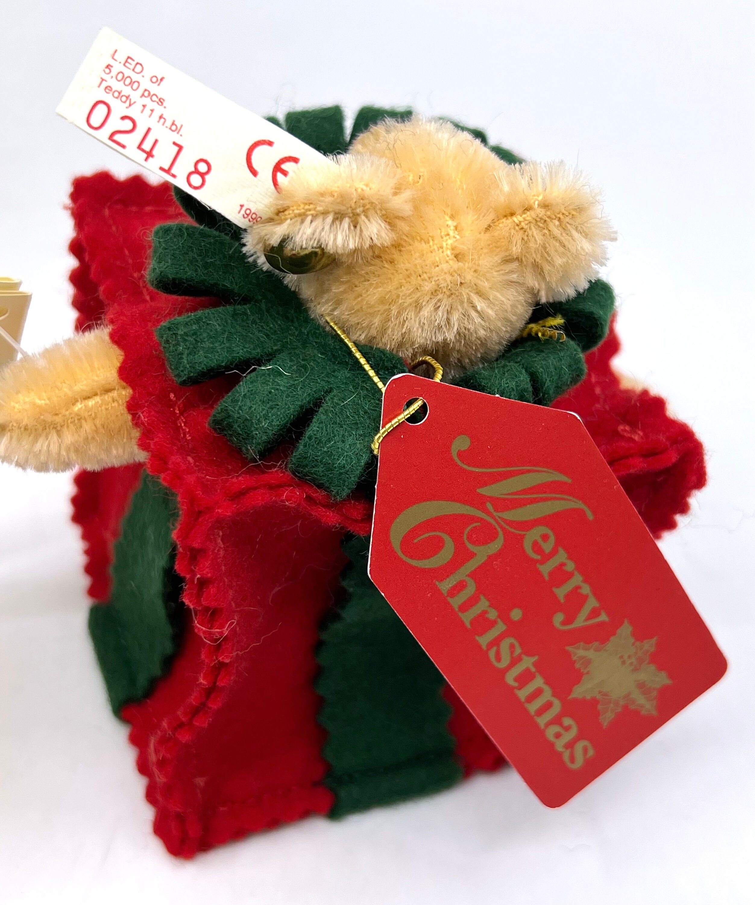 Steiff All Wrapped up 1999 Teddy Bear Gift Christmas Tree Ornament