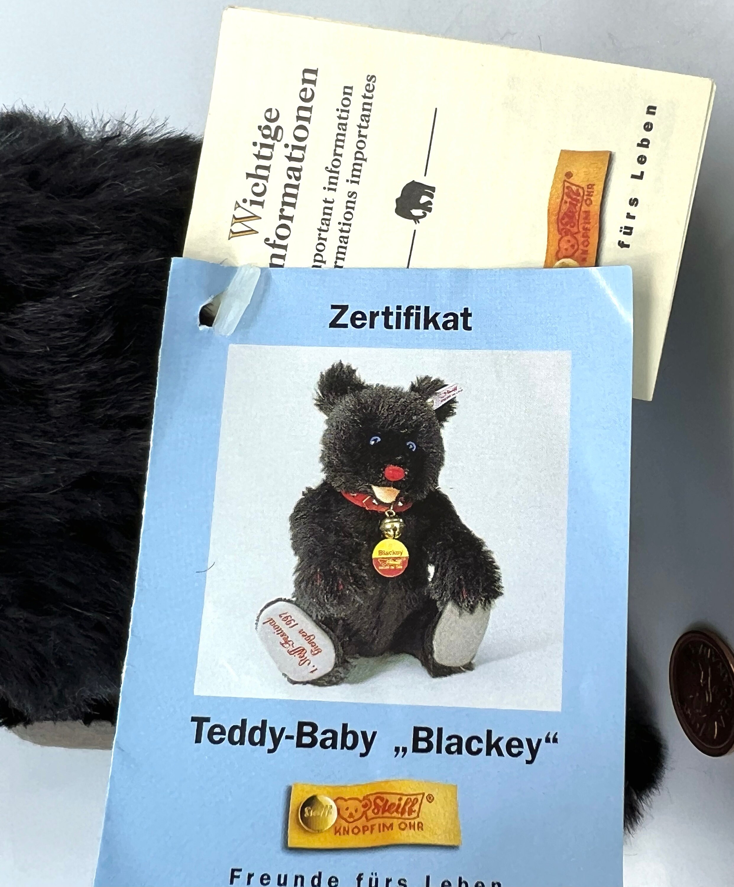 シュタイフ/Steiff☆1997年Fes限定☆「ブラッキー・テディベビー シュタイフ/Steiff☆1997年Fes限定☆「ブラッキー・テディベビー