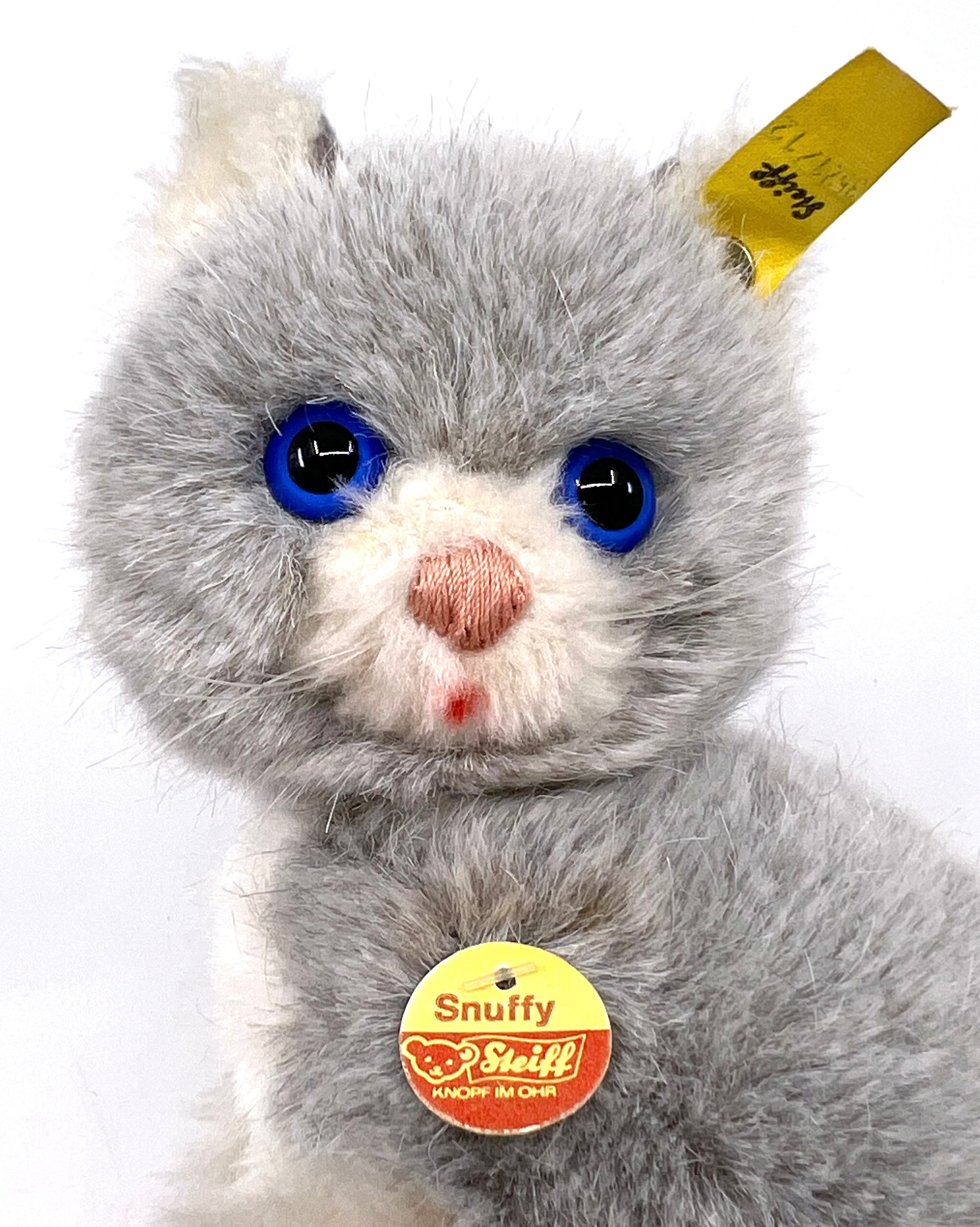 【ねこ Snuffy スナッフィー 12cm】ヴィンテージ シュタイフ シュタイフ スナッフィー 猫 座っている 1970 年代 グレー