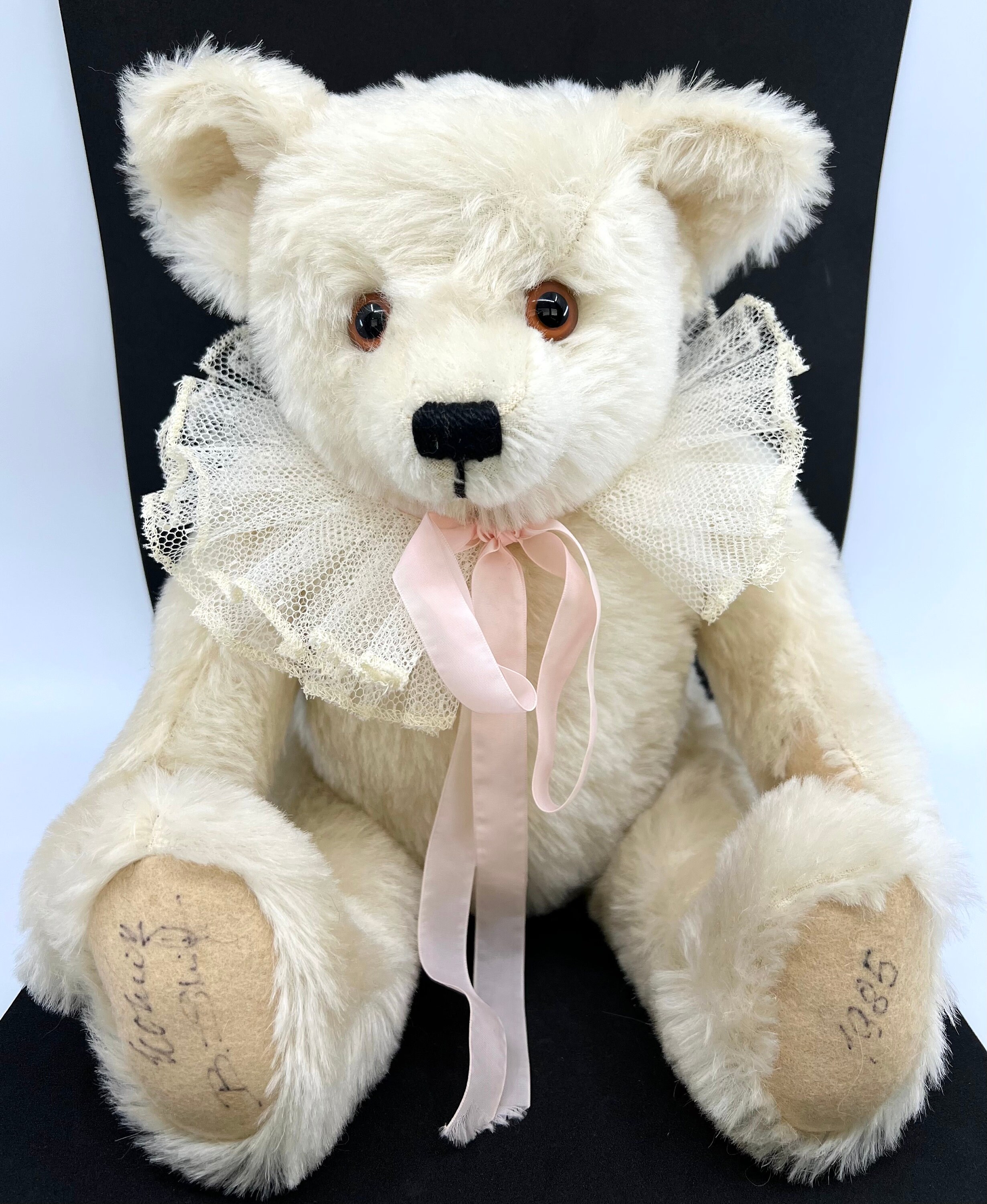 Steiff Ophelia Teddy Bear White Mohair Plush 1985 ID Button Steiff Ophelia Teddy Bear White Mohair Plush 1985 ID Button