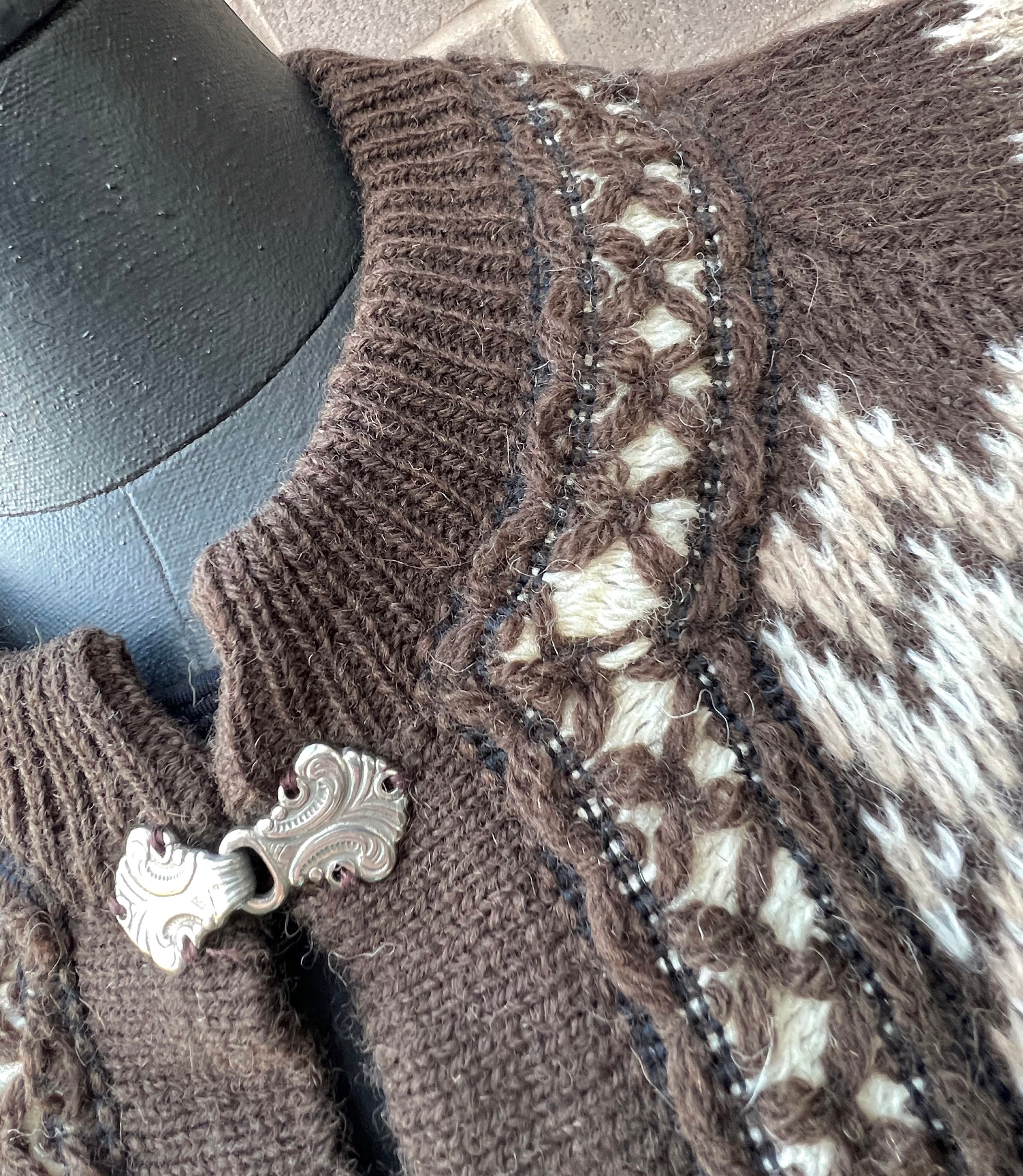 Nordic Wool Cardigan Ski Sweater 1970s Brown Cream Nordic Wool Cardigan Ski Sweater 1970s Brown Cream