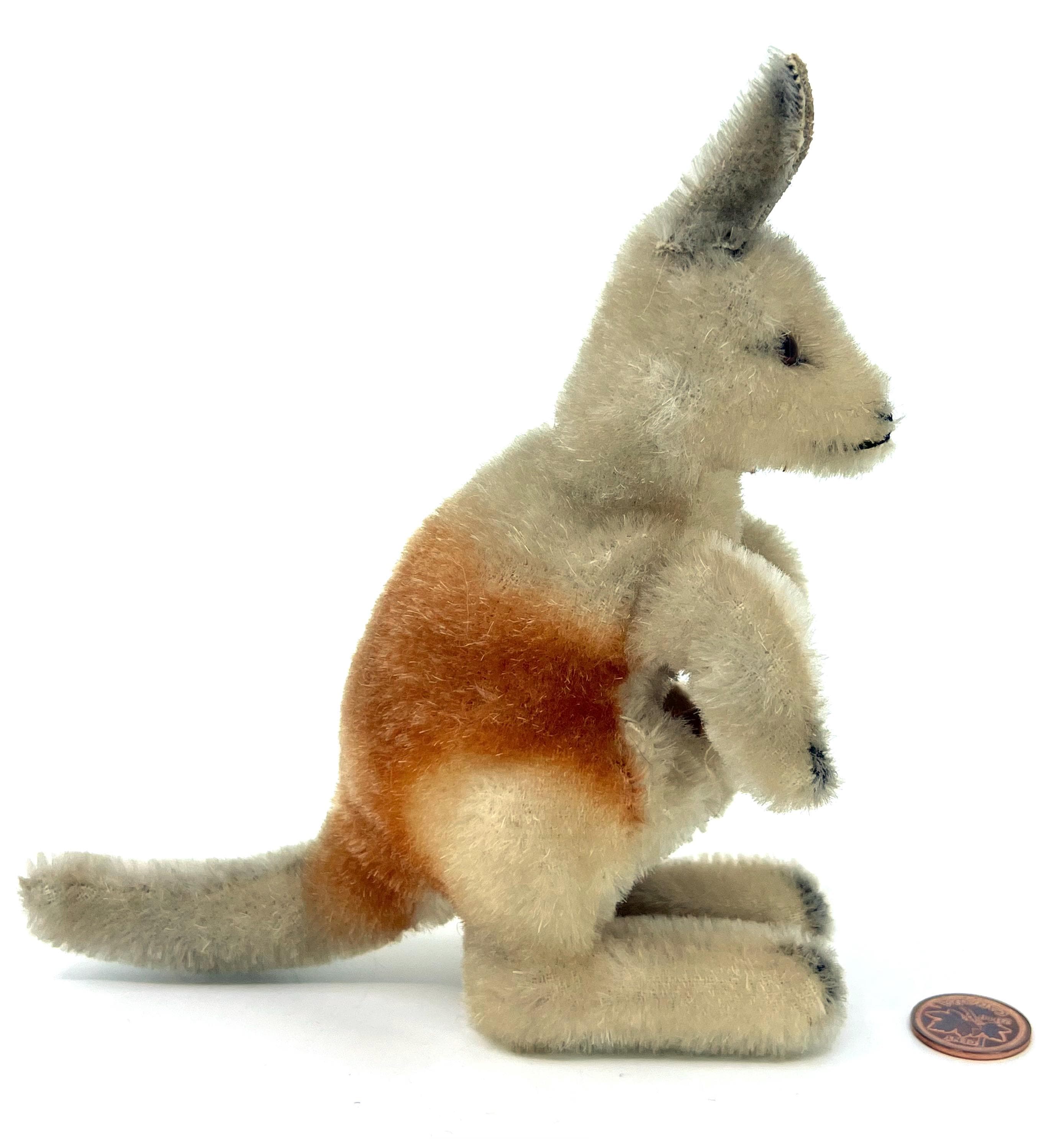 Steiff Kangoo Linda Kangaroo With Baby Joey 1960s Mohair Plush 14