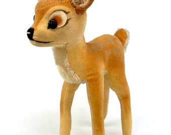 Steiff Germany Bambi Fawn Deer 1960s Disney Velvet and Mohair Plush 22 cm 9 inches no ID Vintage Stuffed Animal