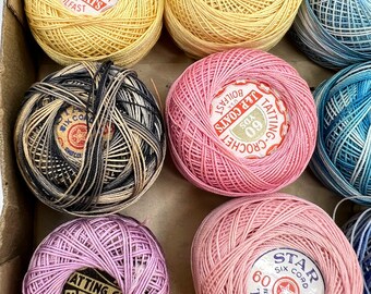 限定マット額装品/カウズ【Color Chart Lost time 2016】 JP Coats DMC Lily Star Mixed Lot 12 Tatting Crochet Thread 6