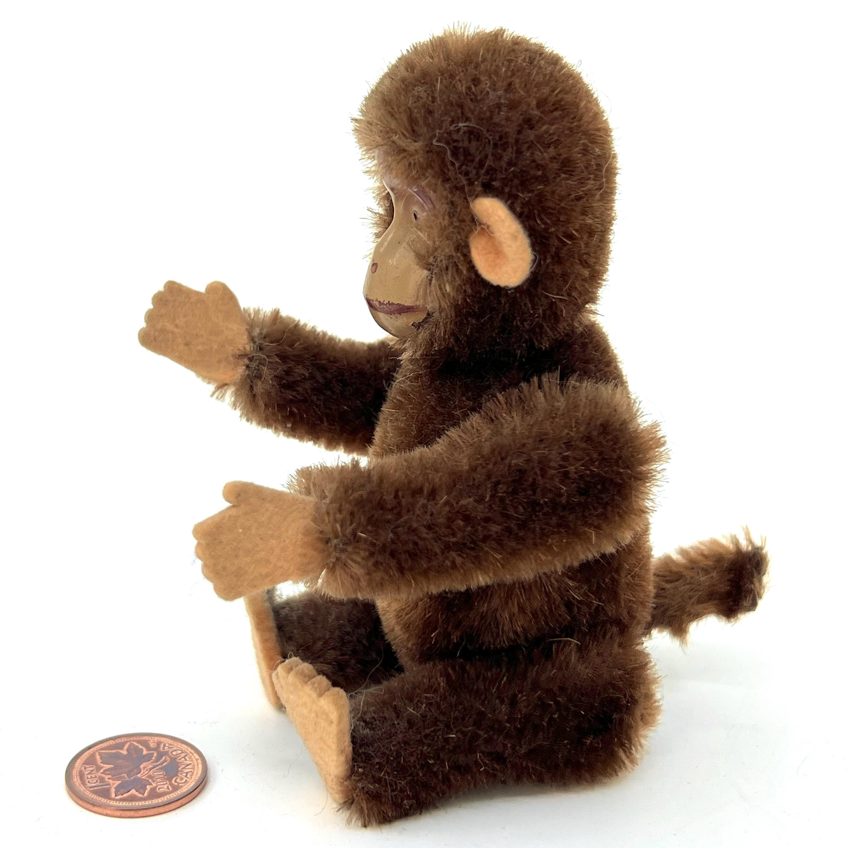 Schuco Yes No Tricky Monkey 1950s Chimp Tail Moves Head Mohair