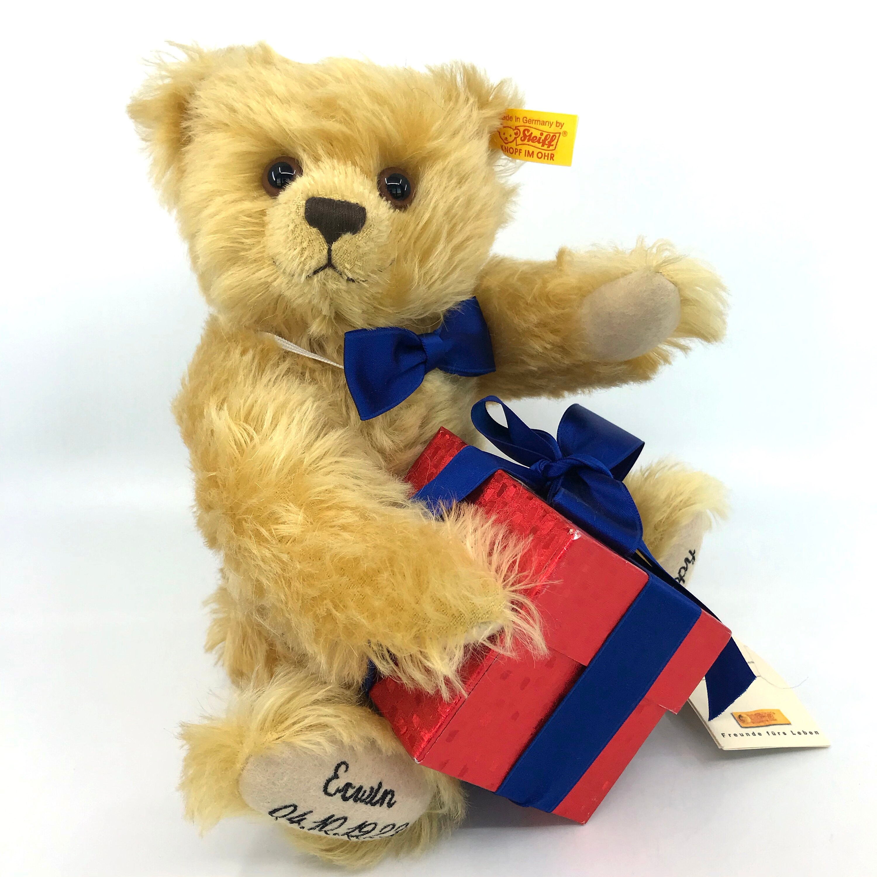 Steiff Germany Happy Birthday Teddy Bear Mohair Plush 2001 ID Button ...