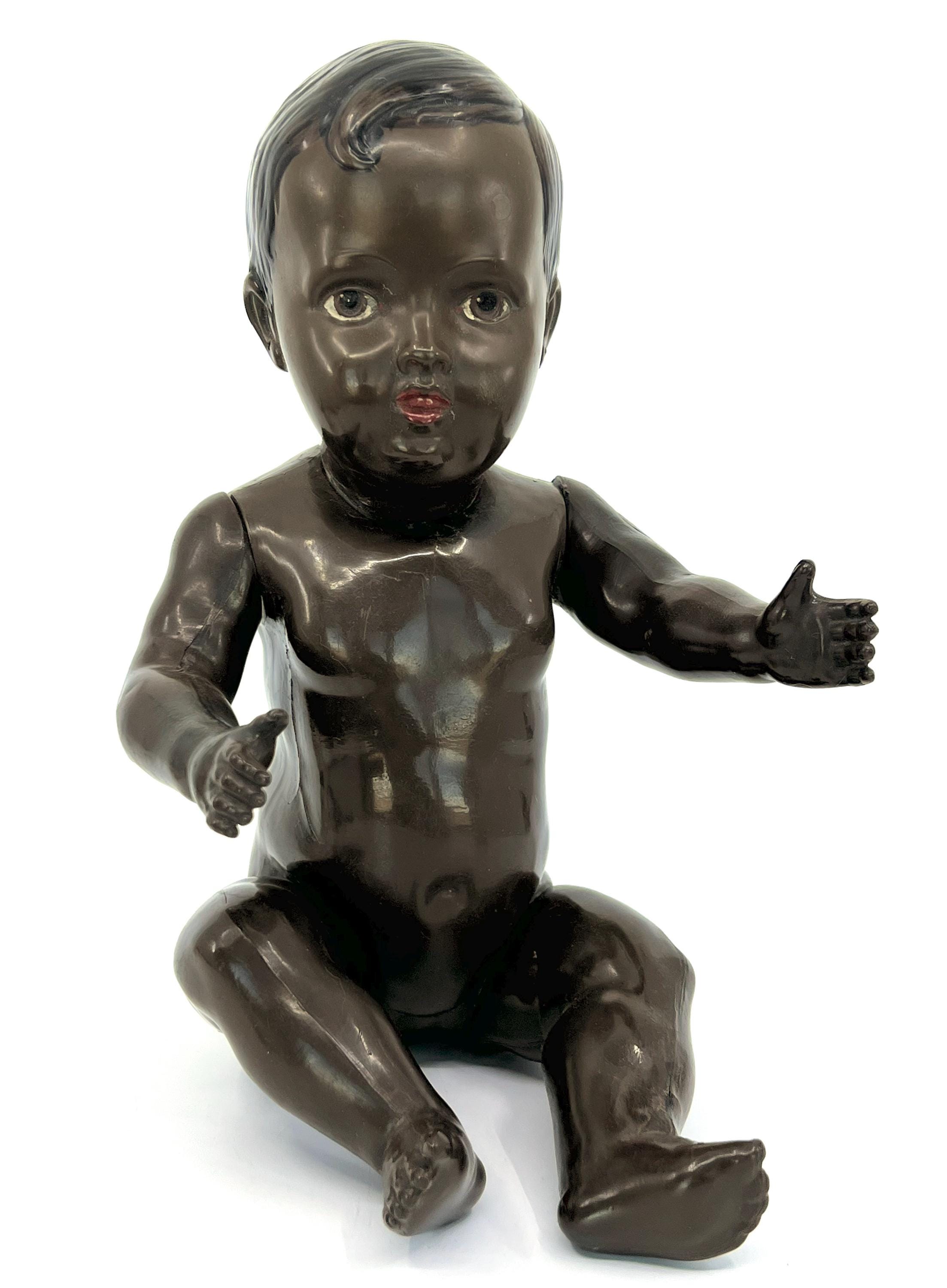 Schildkrot PH Celluloid Black Baby Doll 1920 Jointed 12.5in 32cm