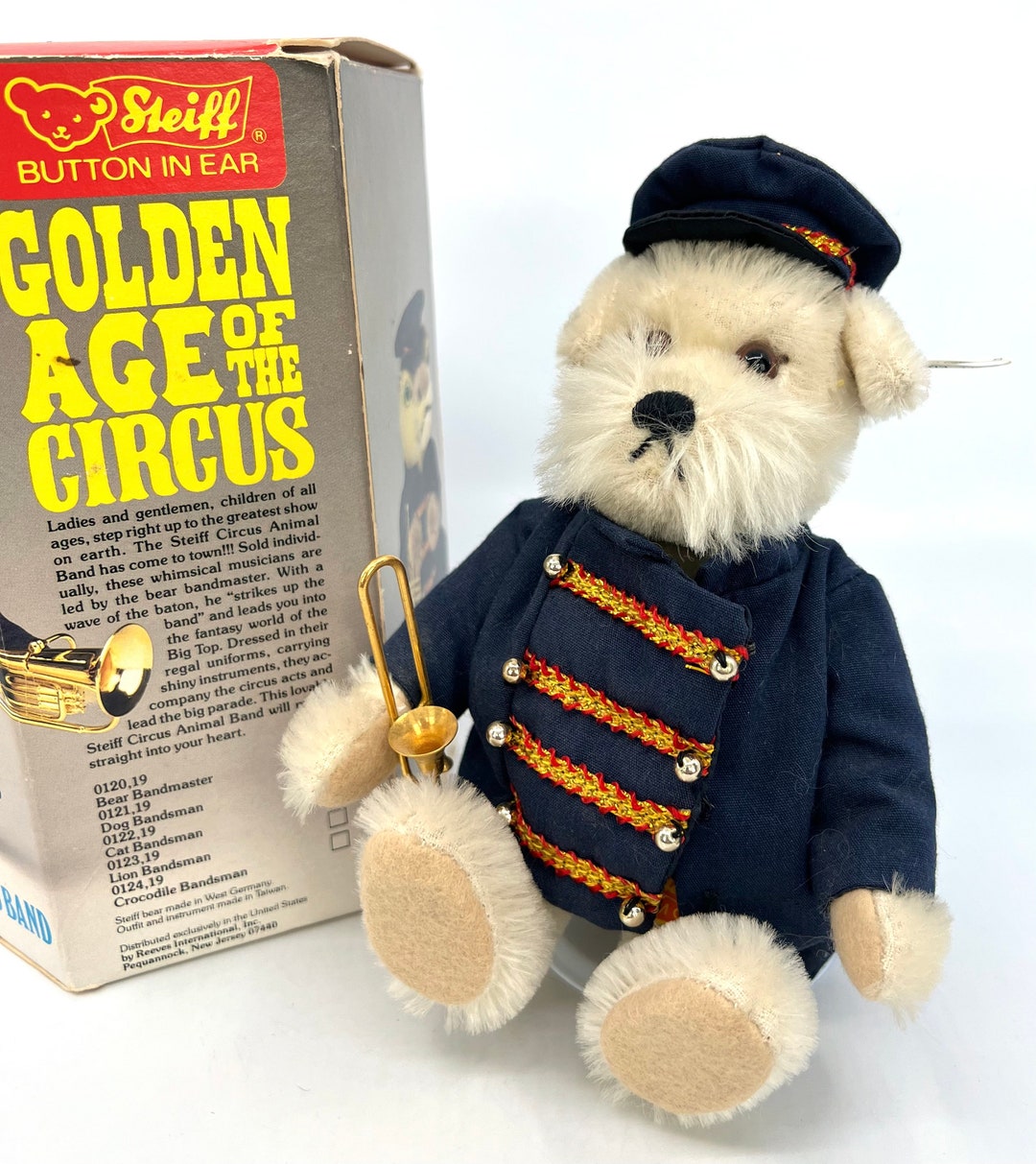Steiff Germany Band Dog 1988 Golden Age of Circus 19cm 7.5 Inches