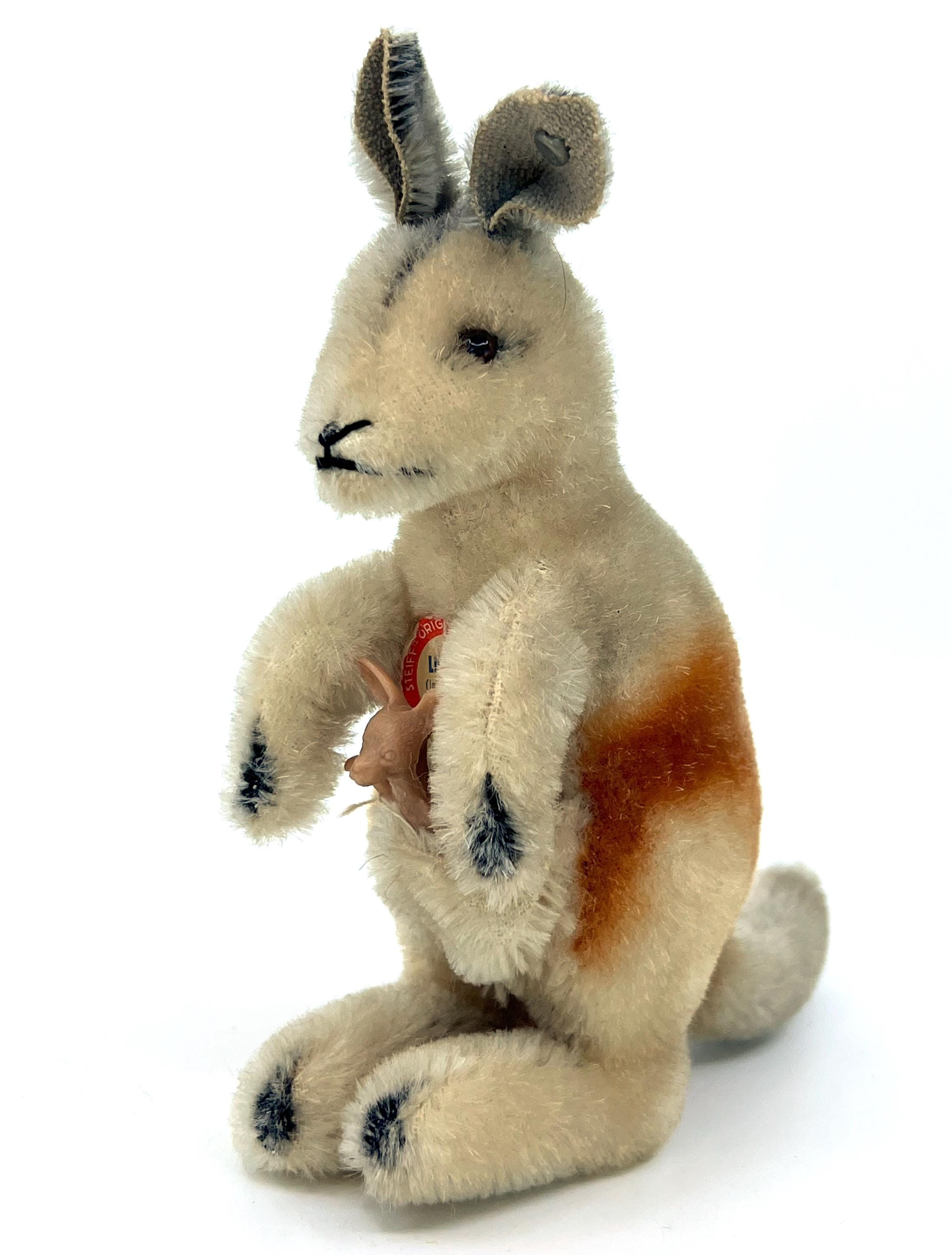 Steiff Kangoo Linda Kangaroo With Baby Joey 1960s Mohair Plush 14