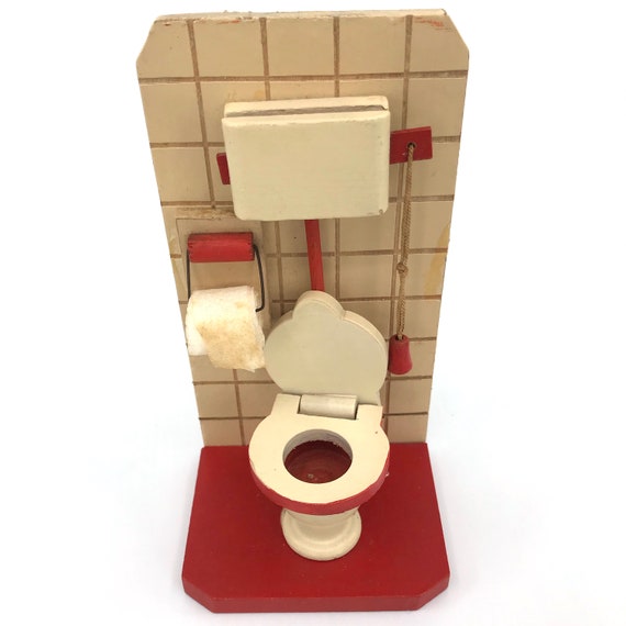 Antike Puppenhaus Miniatur Holz Toilette Deutschland Papier Etsy