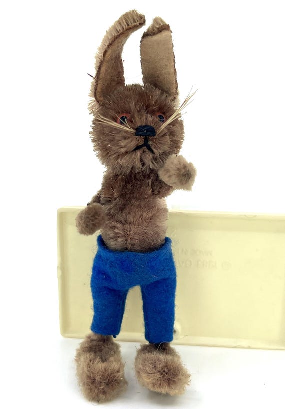 Schuco Rabbit Mascot 1955 Mohair Over Metal and Chenille Stem