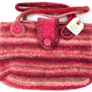 Sac à main d'artiste CrazyAss Cartable en laine feutrée rose Cabas BoHo 30 x 8,5 pouces Fabriqué à la main
