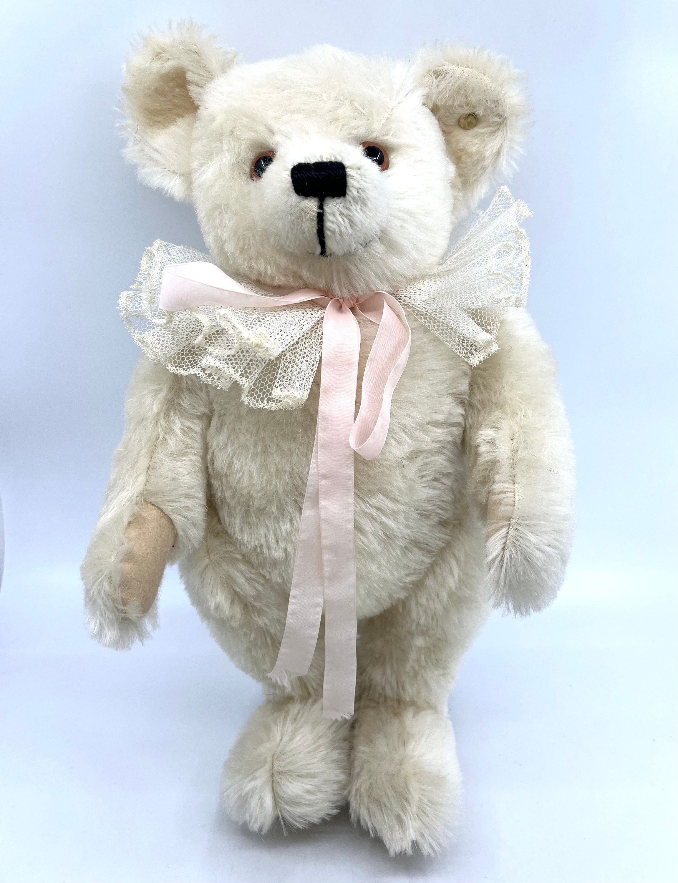 Steiff Ophelia Teddy Bear White Mohair Plush 1985 ID Button Steiff Ophelia Teddy Bear White Mohair Plush 1985 ID Button