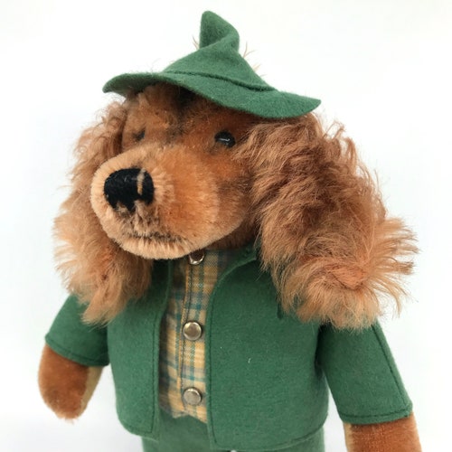 Steiff Germany Waldili Hunter Dachshund Dog 26cm 10 inches ID Button 1960s Mohair Plush and shops Felt Suit Vintage Stuffed Toy