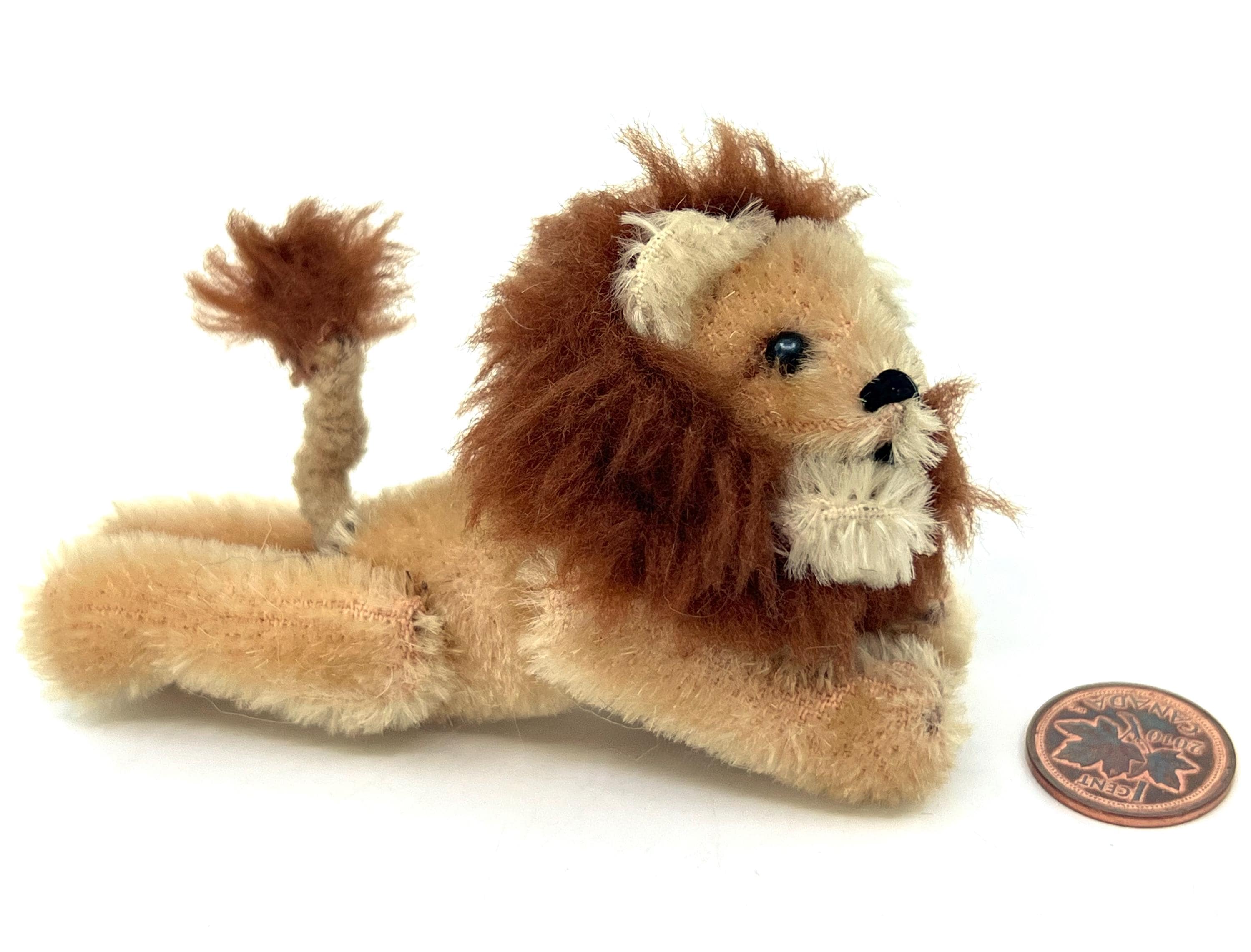 Schuco ライオン アンティーク ミニチュア Schuco Germany Noahs Ark Lion Mohair Plush Over Metal 1960 2.5