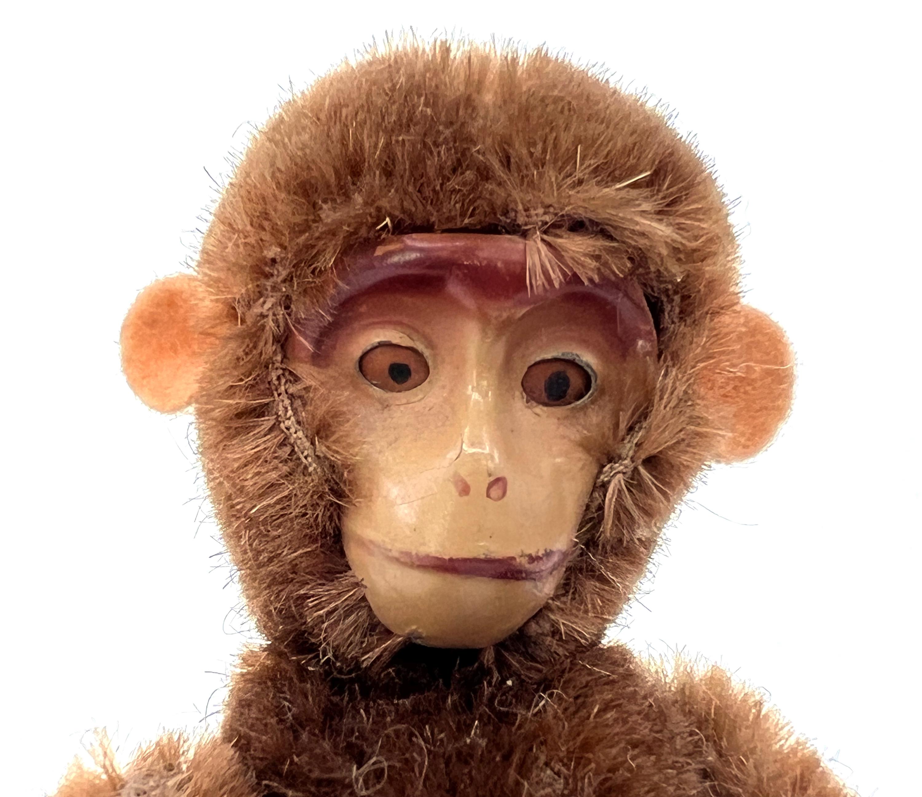 Schuco Yes No Tricky Monkey 1950s Chimp Tail Moves Head Mohair