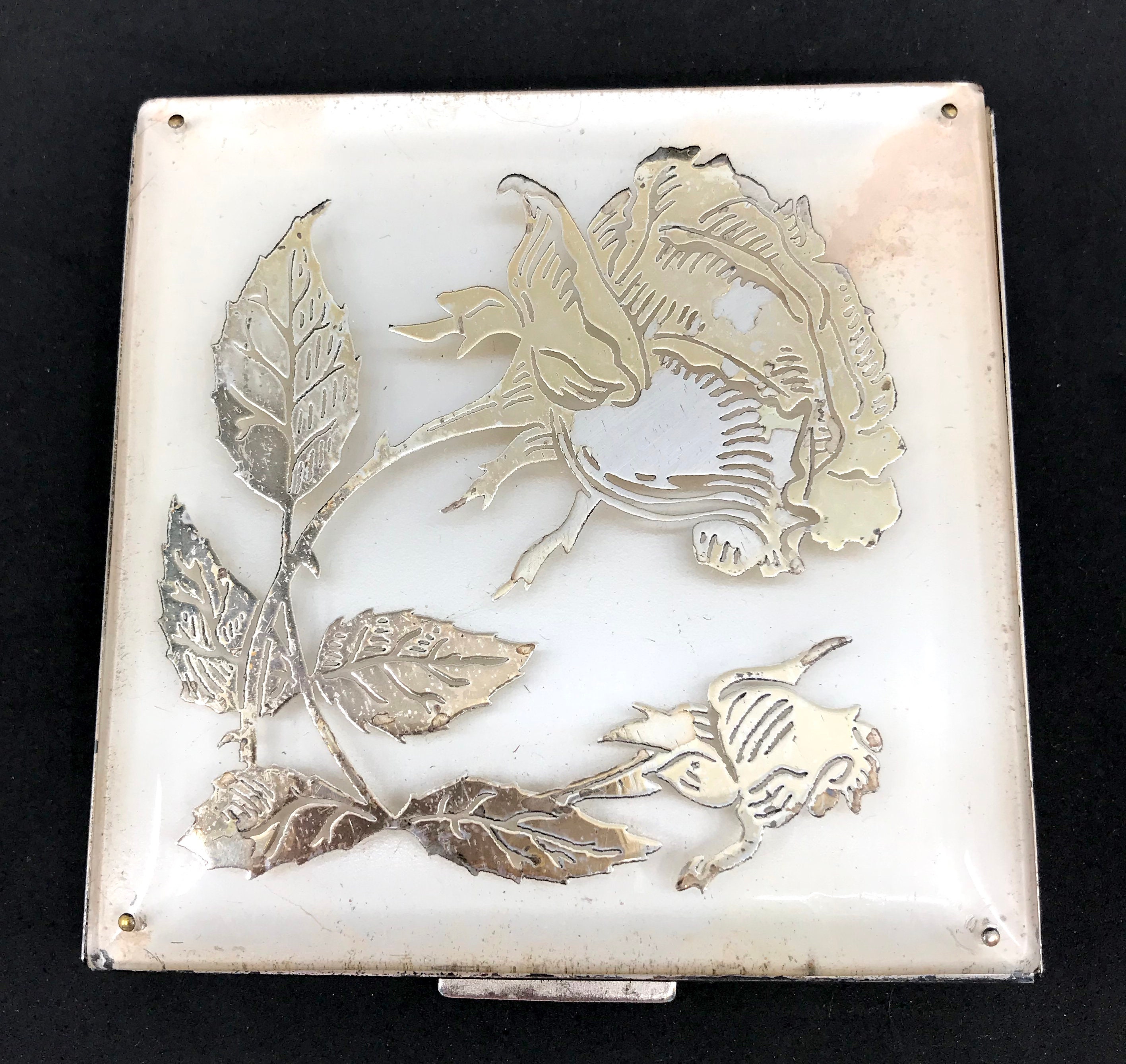 Vintage Rex Fifth Avenue Sterling Silver Overlay Roses on Lucite