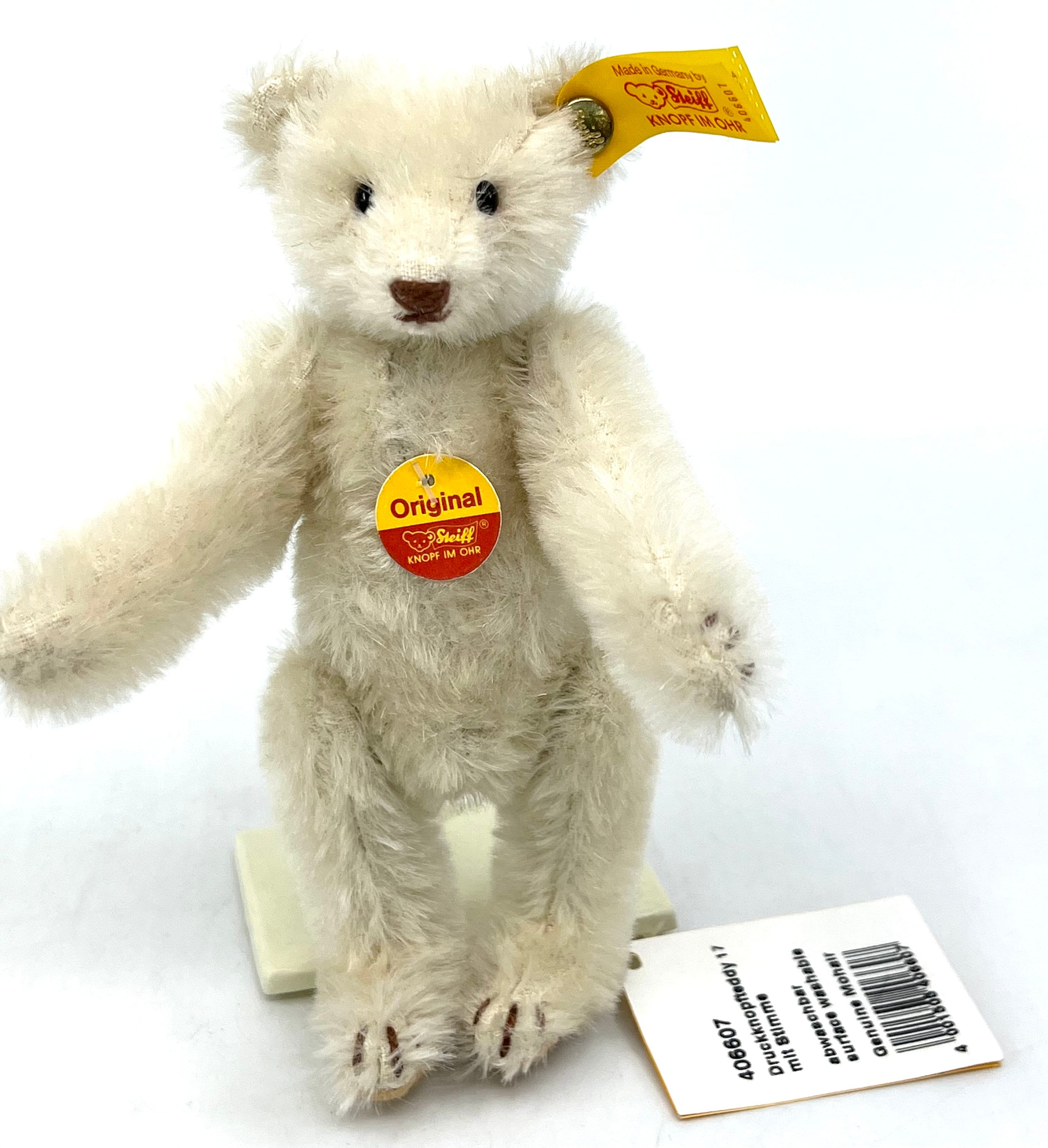 Steiff Snap A Part Teddy Bear 1991 Replica Mohair Plush ID Button