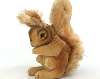 Vintage Steiff Germany Squirrel Eichhorn Velvet and Mohair Plush 10cm 4 inches no ID 1950s Stuffed Animal Miniature