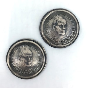 Coin 625 Silver Buttons or Cufflink Pair 1957 Albert 8th Prince of House Thurn Taxis Bavaria Coat of Arms 1 inch diameter Vintage