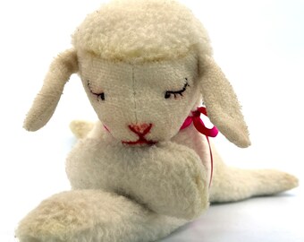 ヴィンテージ　シュタイフ　「Floppy Lamby」【sa477】 Steiff Floppy Lamby Lamb Sheep 1970s Big 28cm 11 Inches Wool