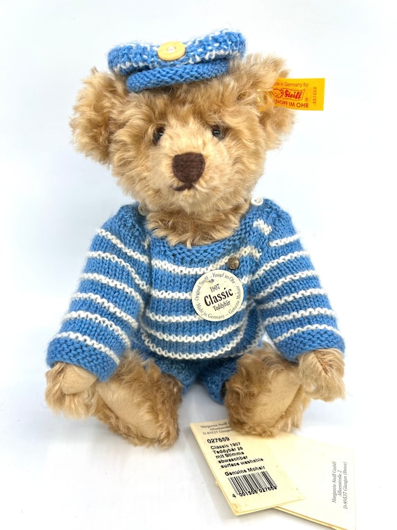Steiff Cinnamon 1907 Classic Teddy Bear 1996 Mohair ID Button Tags