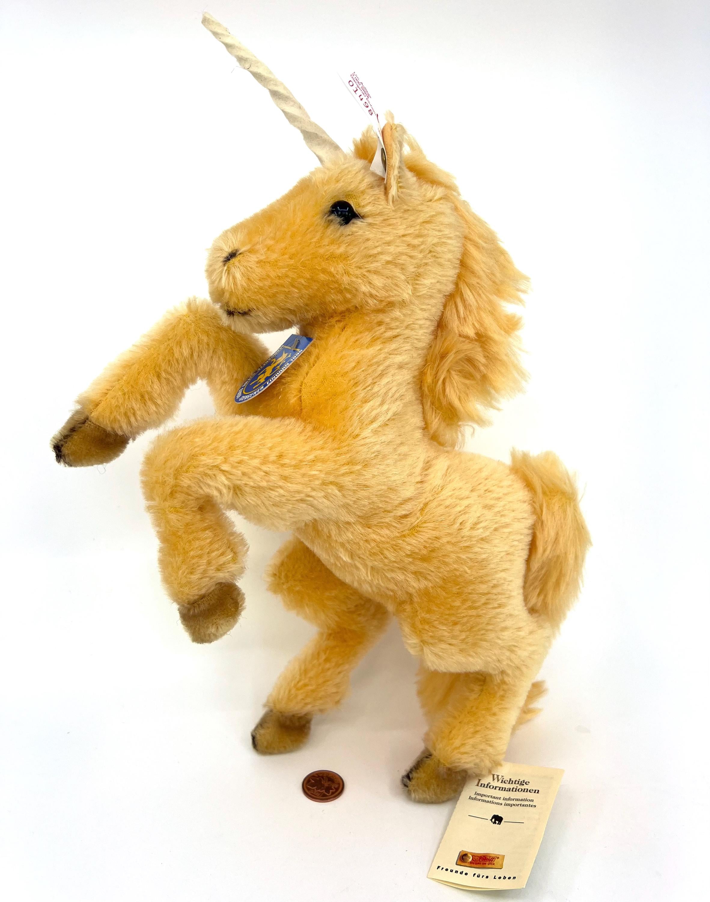 最終値下げ♥タグ付き 新品 希少 Steiff ユニコーン特大ぬいぐるみ Steiff Unicorn 1995 Limited Edition Giengen Mohair Plush ID