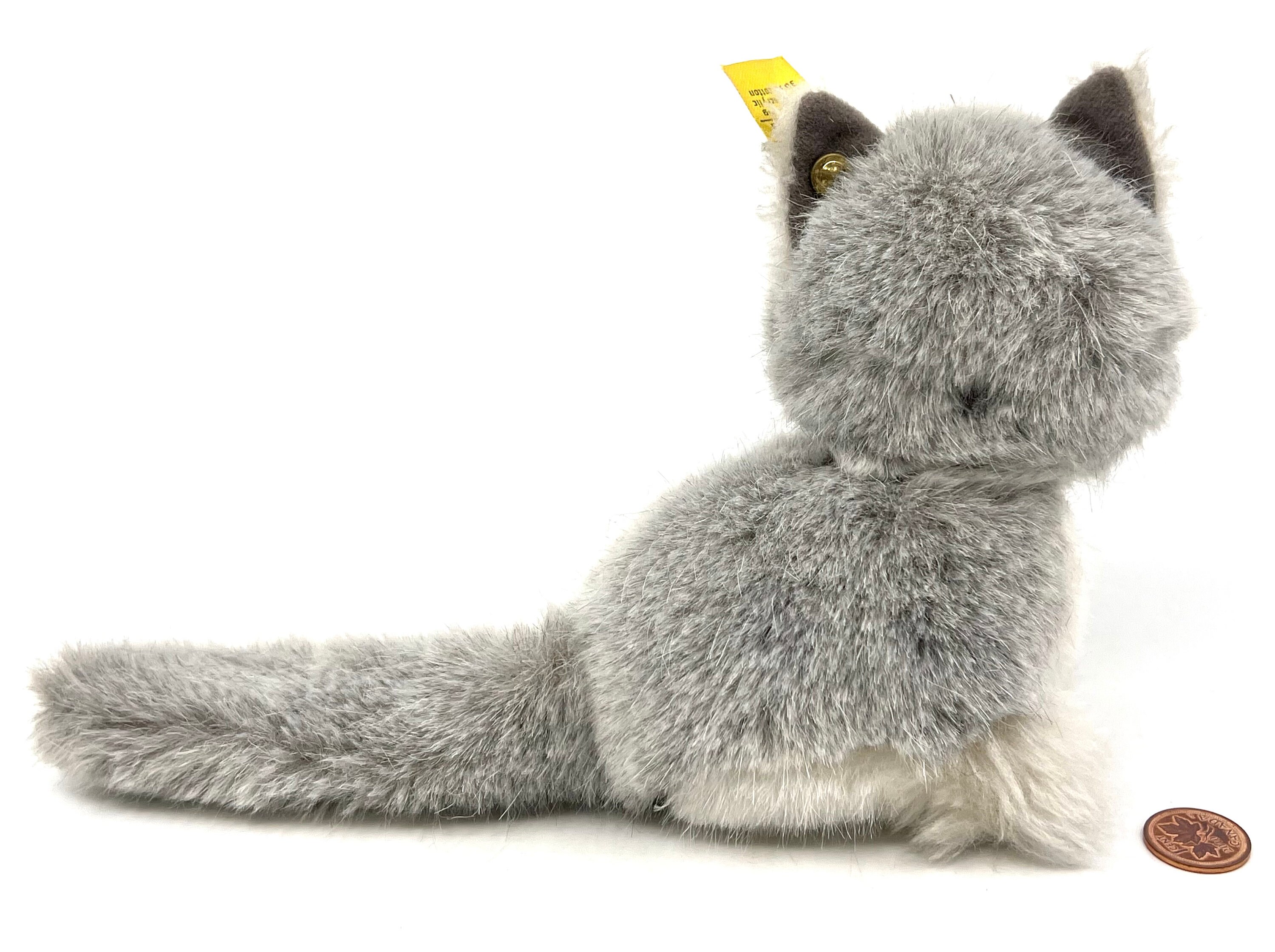 【ねこ Snuffy スナッフィー 12cm】ヴィンテージ シュタイフ シュタイフ スナッフィー 猫 座っている 1970 年代 グレー