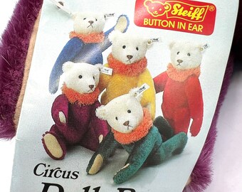 Steiff Circus Dolly Teddy Bear Replica 1913 ID Button and Steiff Circus Dolly Teddy Bear Replica 1913 ID Button and