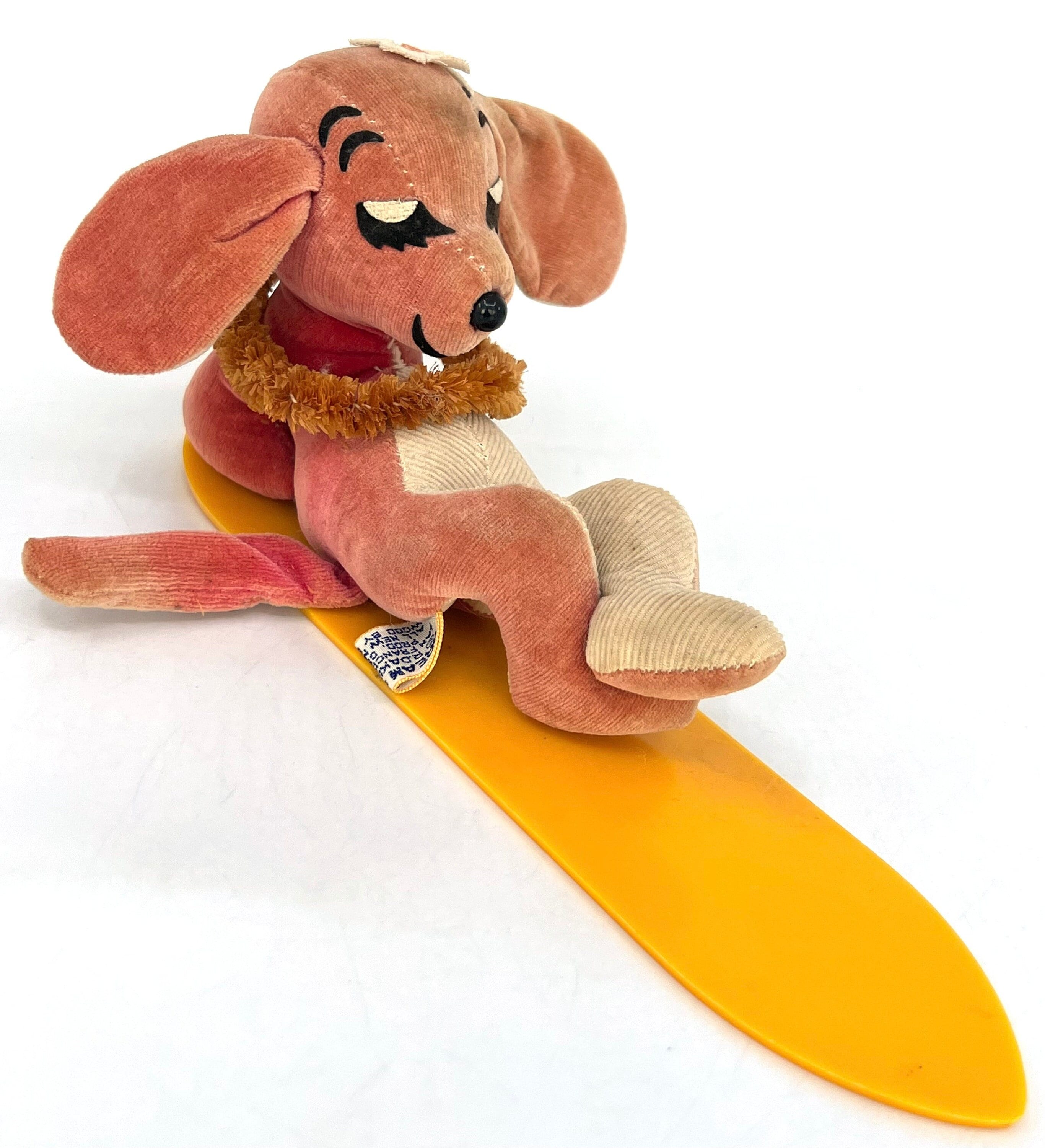 Vintage Dakin Dream Pets Hawaiian Hound Dog on a Surfboard 1960s