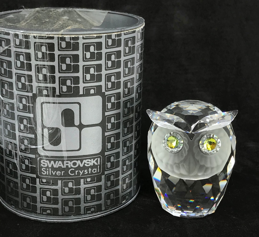 【ファッション通販】 Swarovski Austria Silver Crystal Large Owl 1979 Original Box 工芸品