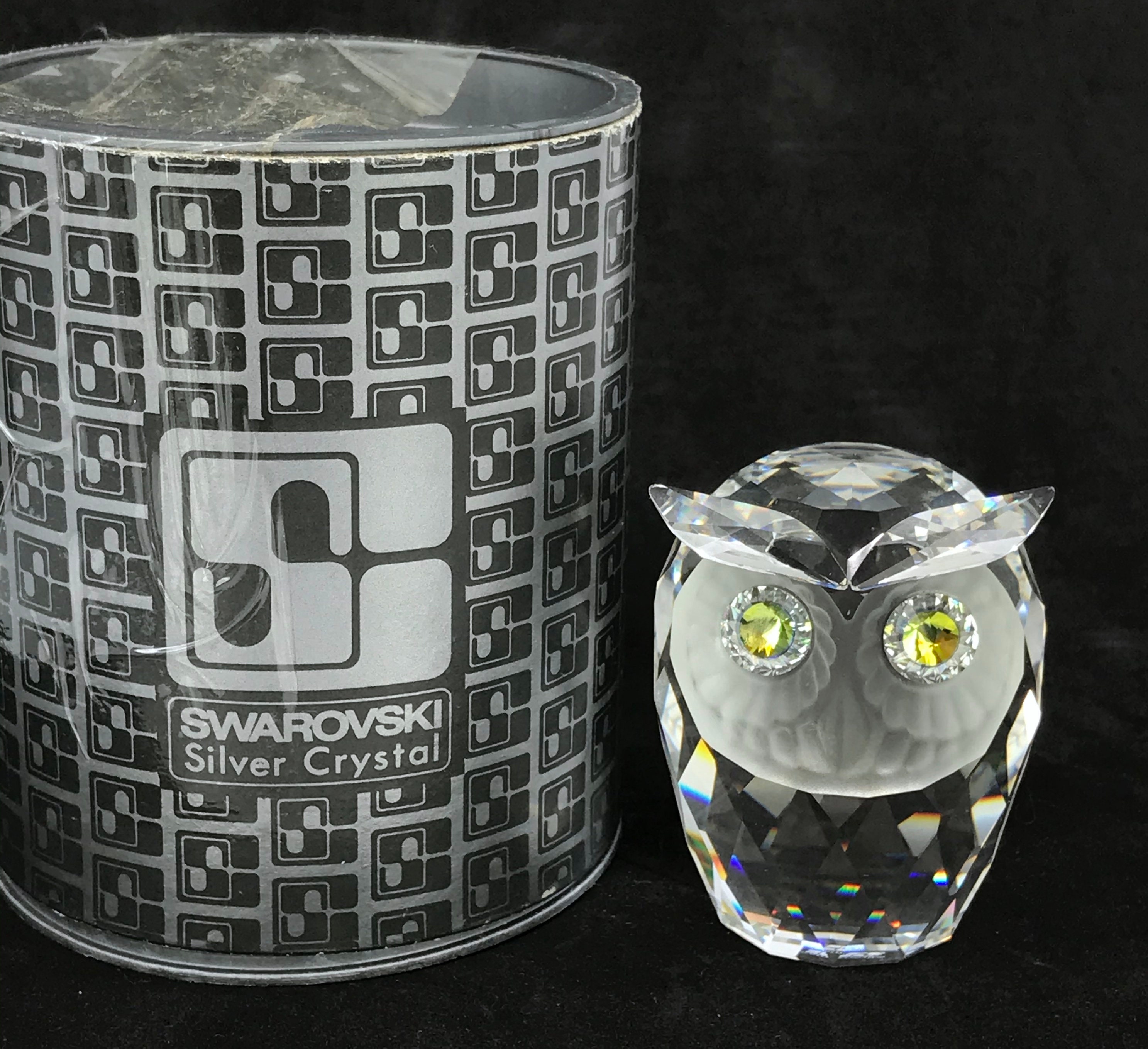 Swarovski Austria Silver Crystal Large Owl 1979 Original Box Swarovski Austria Silver Crystal Large Owl 1979 Original Box