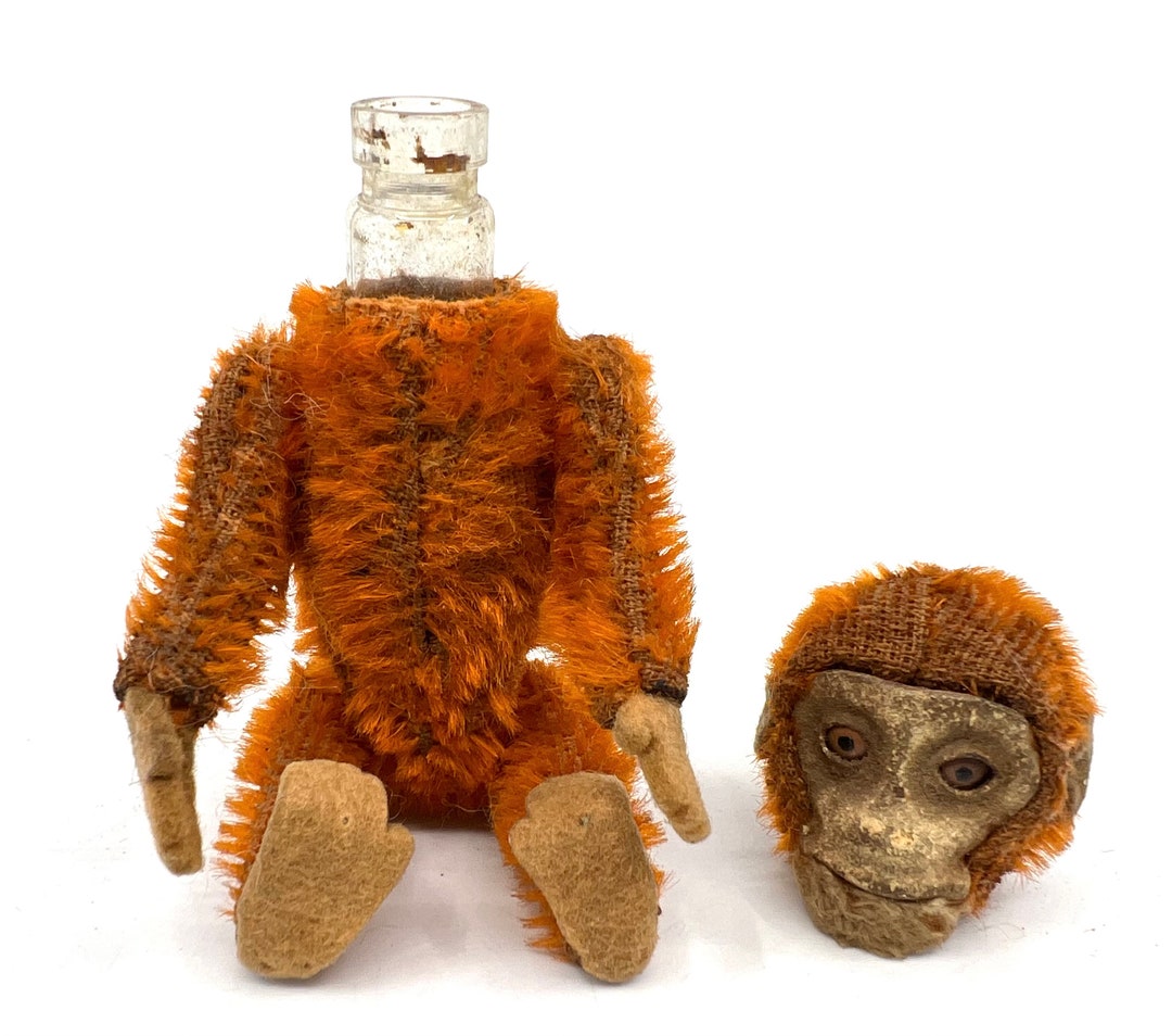 Schuco Germany Monkey Perfume Miniature Cinnamon Mohair Plush
