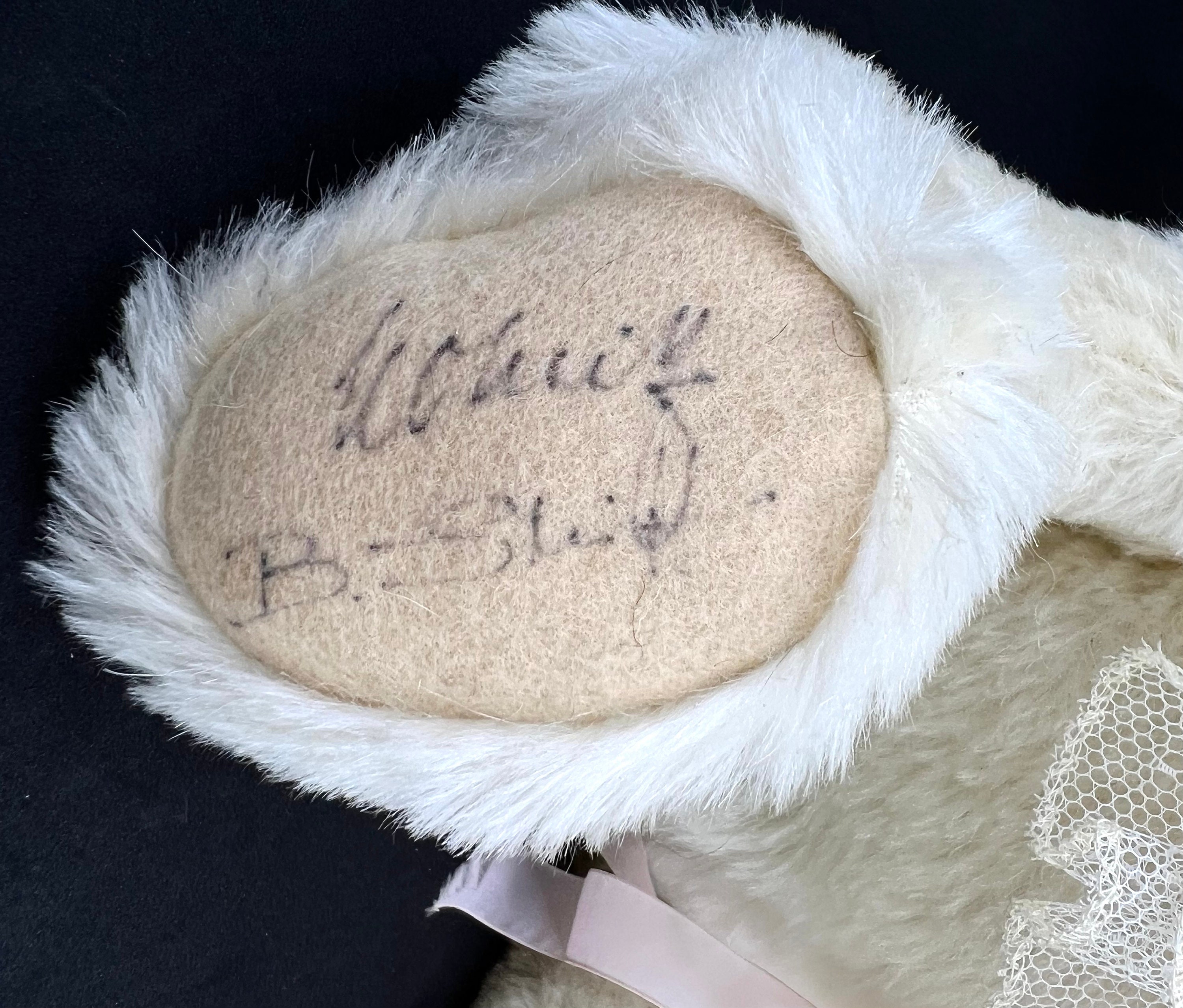 Steiff Ophelia Teddy Bear White Mohair Plush 1985 ID Button