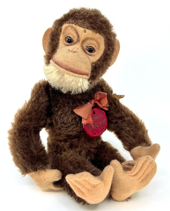 Schuco Tricky Monkey 1947 US Zone 26 Cm 10 Inches Mohair Plush Tag