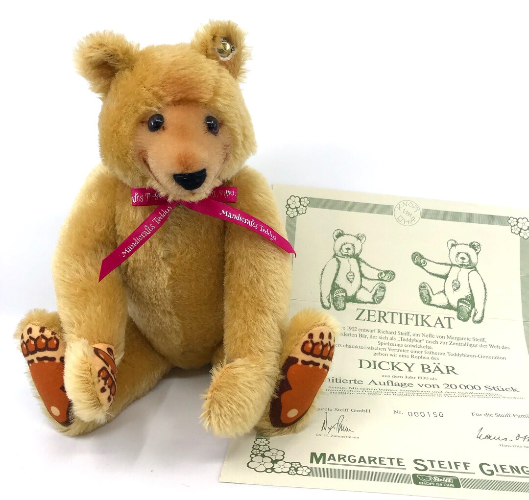 シュタイフDicky1936Replica Steiff Dicky Replica 1930 Limited Edition 1985 Teddy Bear