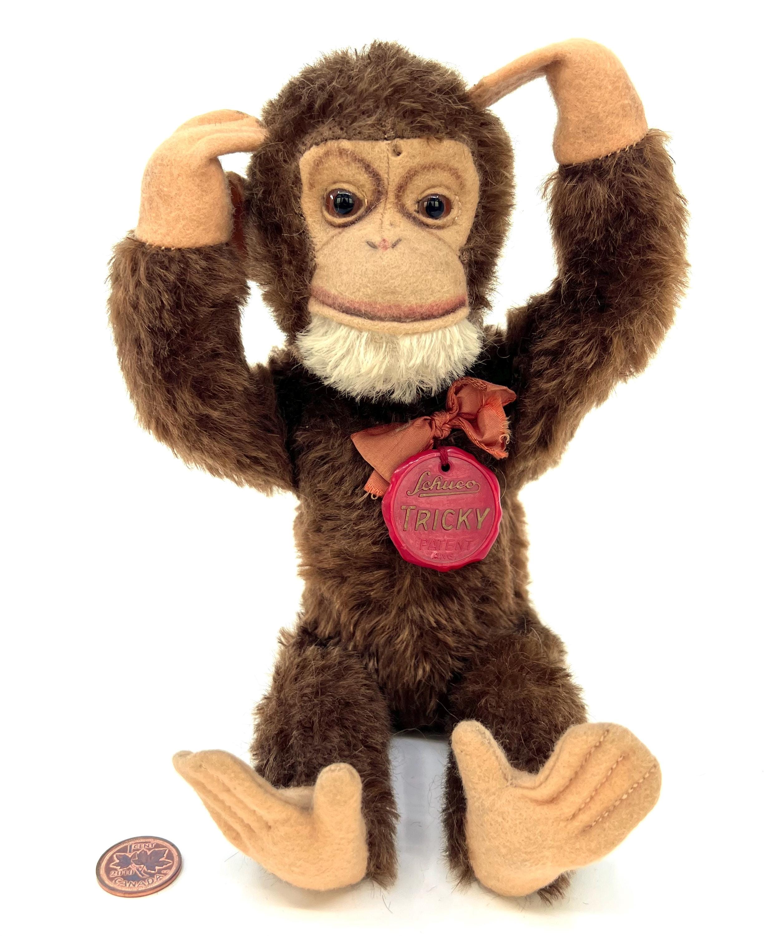 Schuco Tricky Monkey 1947 US Zone 26 Cm 10 Inches Mohair Plush Tag