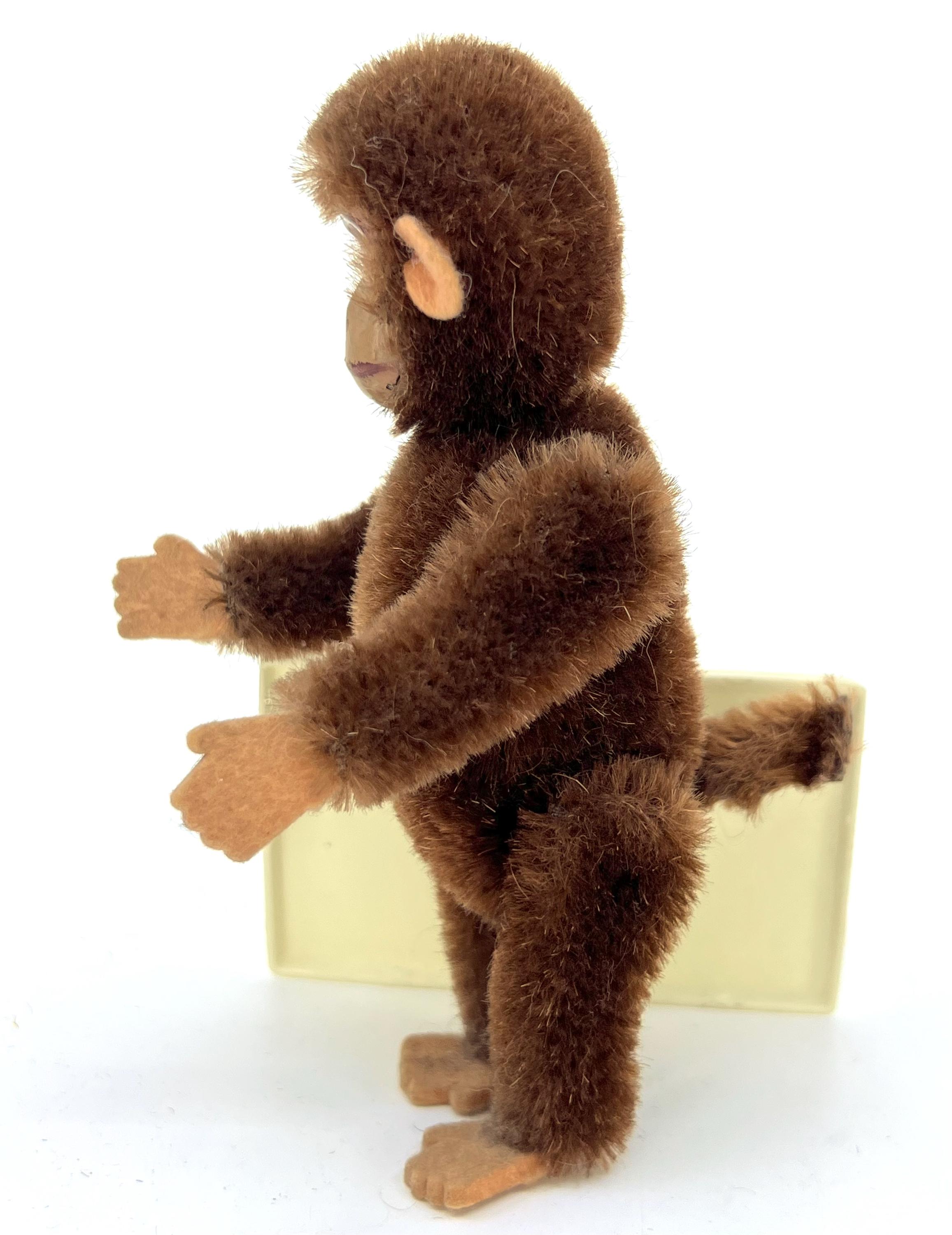 Schuco Yes No Tricky Monkey 1950s Chimp Tail Moves Head Mohair