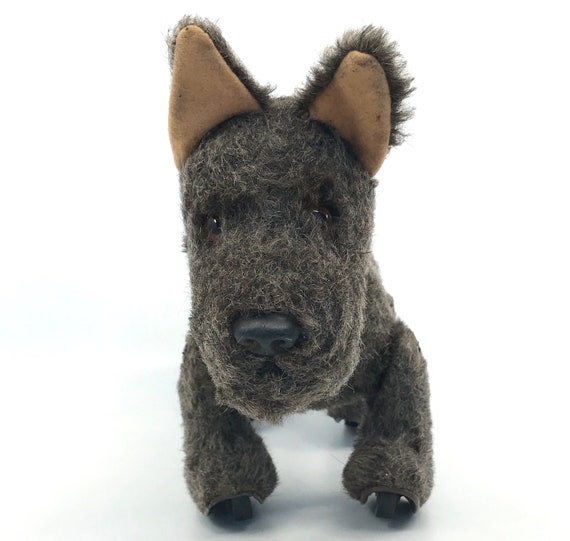 レア アンティーク Schuco マスコット　犬　9cm Schuco Germany Trip Trap Scotty Dog Terrier Plush Pull Toy 1950s