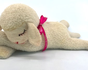 Steiff Floppy Lamby Lamb Sheep 1970s big 28cm 11 inches Wool Plush no ID Vintage Stuffed Animal