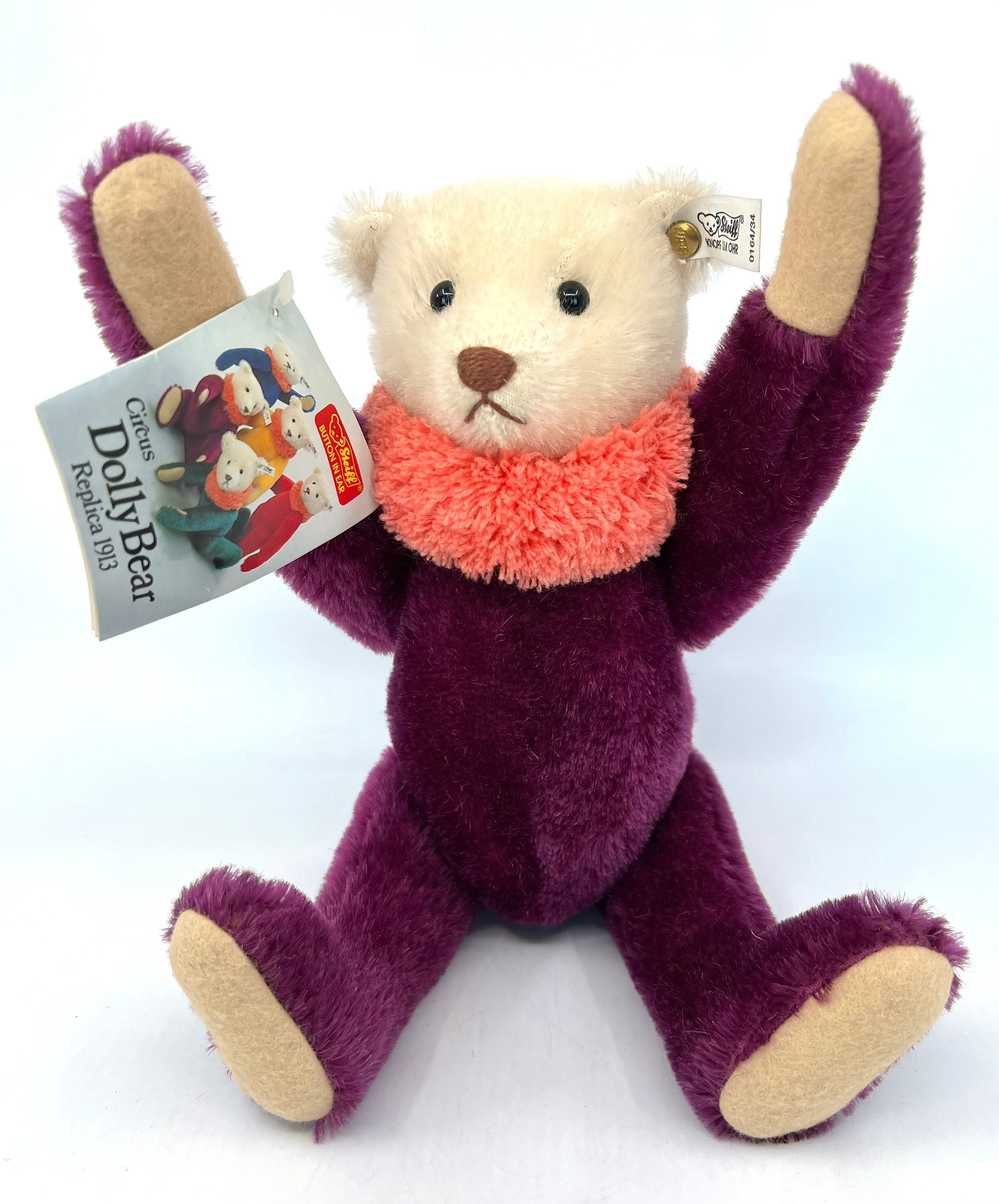 Steiff Circus Dolly Teddy Bear Replica 1913 ID Button and Steiff Circus Dolly Teddy Bear Replica 1913 ID Button and