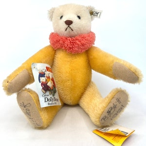 Steiff Circus Dolly Teddy Bear Replica 1913 Autographed ID Button and Tags 31 cm 12 inches Yellow Mohair 1987 Vintage Stuffed Animal