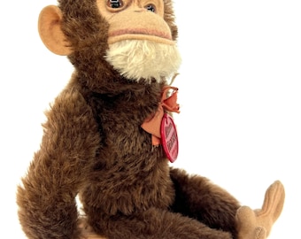 Schuco Tricky Monkey 1947 US Zone 26 Cm 10 Inches Mohair Plush Tag