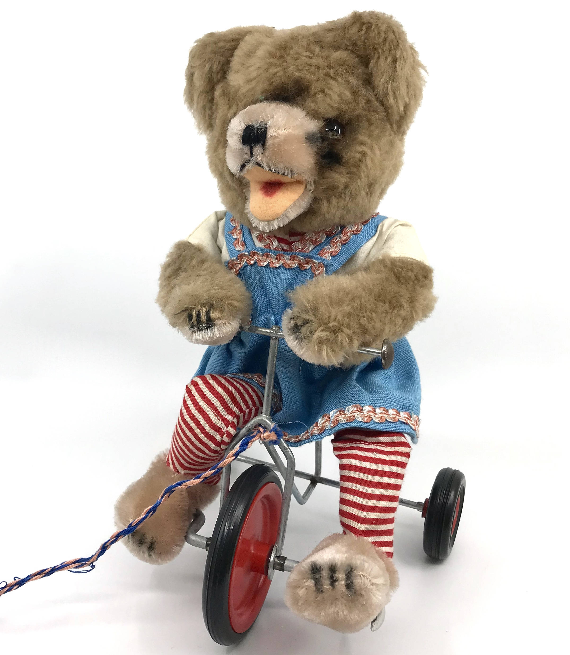 Vintage Anker Germany Teddy Bear Girl Riding Tricycle Bike Dralon