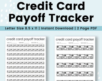Credit Card Payoff Tracker | Debt Payoff Printable | Printable PDF Digital Download