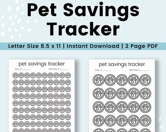 Pet Savings Goal Tracker | Pet Fund Savings Tracker Printable | Printable PDF